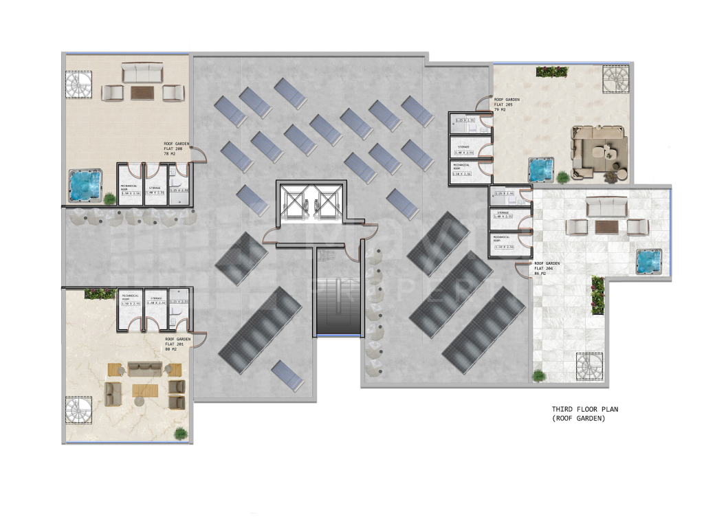 2 Bedroom 2 bathroom Top Floor Apartment with Roof Garden in Kiti For Sale