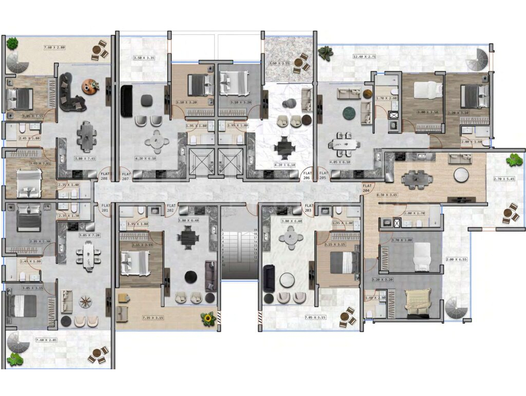 2 Bedroom 2 bathroom Top Floor Apartment with Roof Garden in Kiti For Sale
