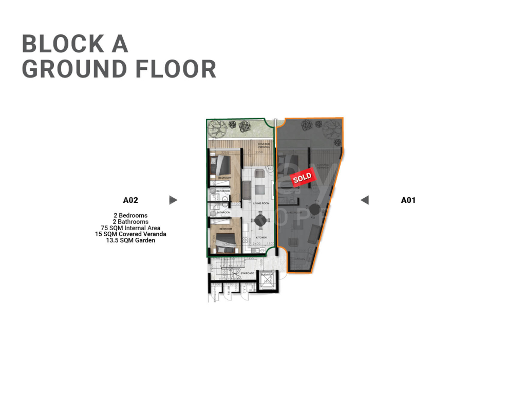2 Bedroom Ground-floor Apartment with Garden in Livadia For Sale