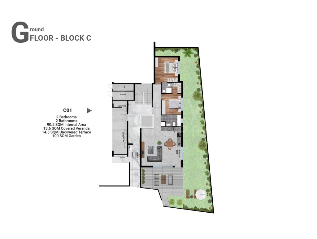 2 Bedroom Top-floor Apartment with Roof Garden in Livadia For Sale