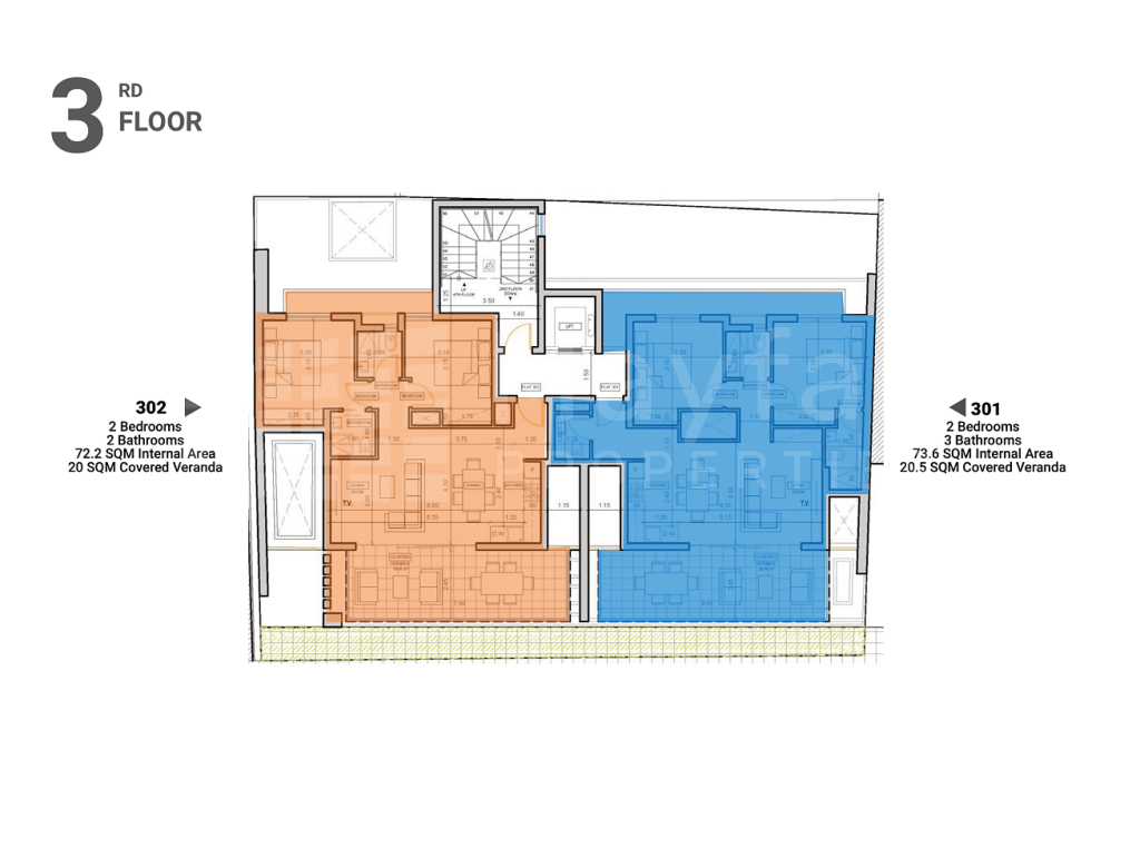 2 Bedroom 3 Bathroom Apartment in Town Centre For Sale