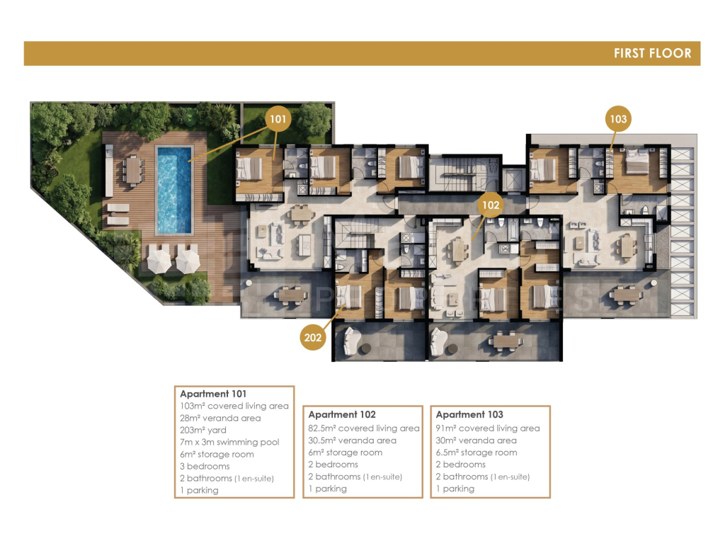 3-bedroom Ground Floor Apartment with Pool for Sale in Oroklini