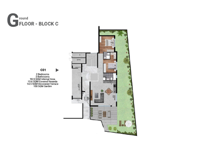 2 Bedroom Ground-floor Apartment with Garden in Livadia For Sale